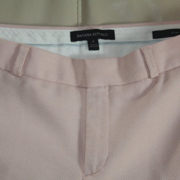 Banana Republic RYAN Double Weave Straight Ankle PANTS Powder Pink Size 4 - Picture 3 of 7
